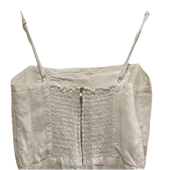 REFORMATION White Linen Square Neck Spaghetti Strap Mini Dress Sz 0 - Picture 6 of 9